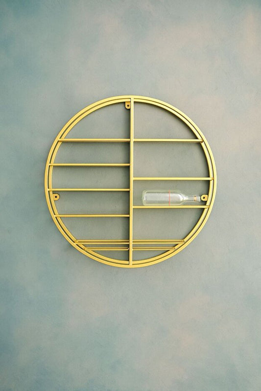 Metal Şaraplık Ve Kadehlik, Modern Metal Raf, Gold Şarap Rafı