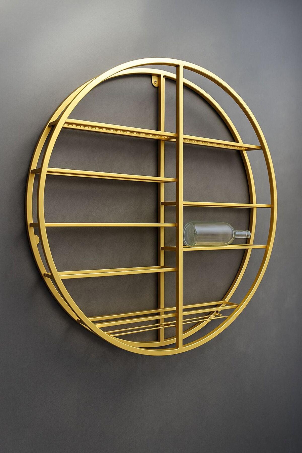 Metal Şaraplık Ve Kadehlik, Modern Metal Raf, Gold Şarap Rafı