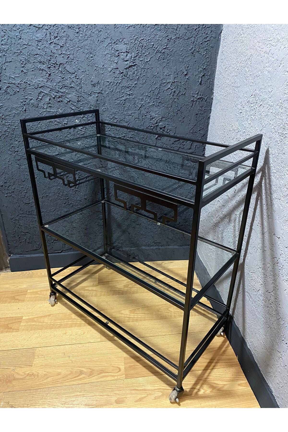 Metal Bar Servis Arabası, Siyah Servis Ve Sunum Arabası