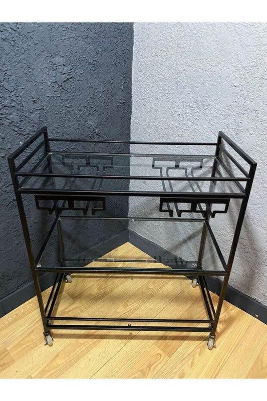 Metal Bar Servis Arabası, Siyah Servis Ve Sunum Arabası